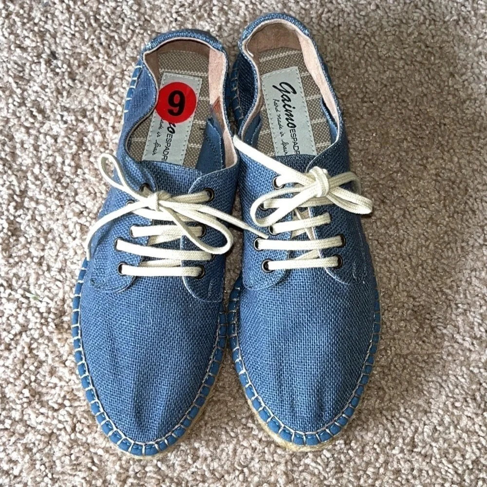 Gaimo blue canvas lace up espadrilles NWOT size 6